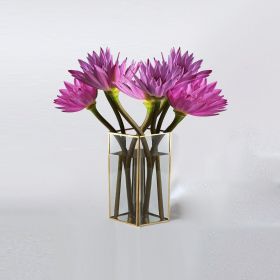 Large diamond-shaped glass hardware-edged vase