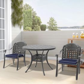 (Cushions In Random Colors)3-Piece Set Of Cast Aluminum Patio Furniture With Cushions