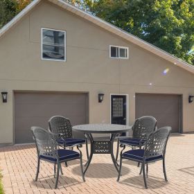 (Cushions In Random Colors)5-Piece Set Of Cast Aluminum Patio Furniture With Cushions (Color: as Pic)
