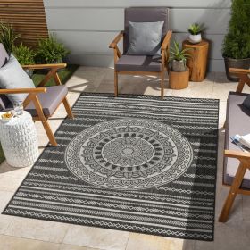 Sunshine GC_HAR2017 Anthracite 7 ft. 10 in. x 10 ft. 3 in. Indoor/Outdoor Area Rug (Color: as Pic)